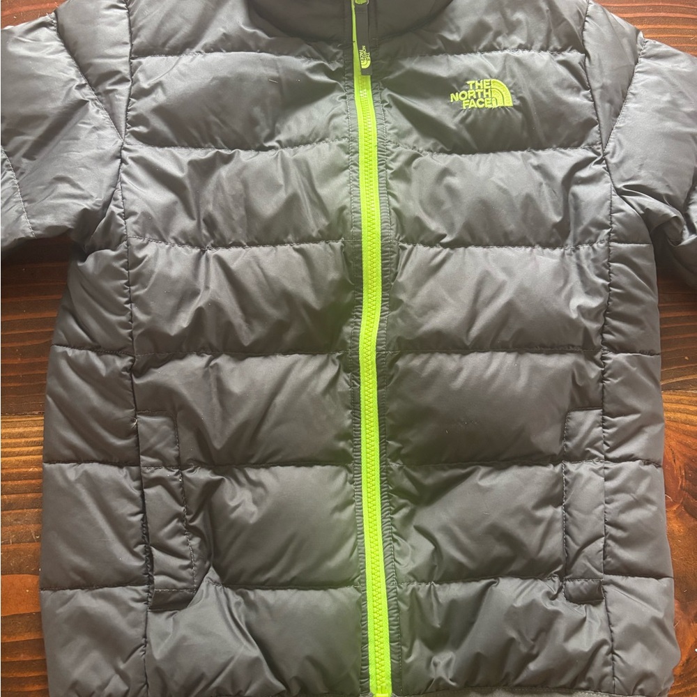 The North Face Black Jacket with Bright Green Zipper